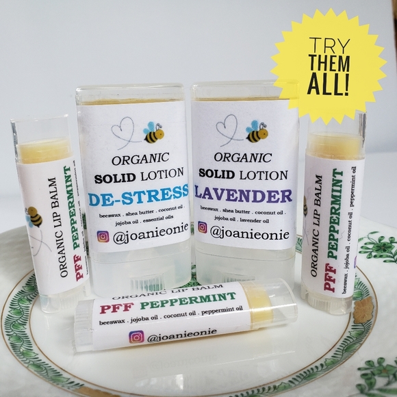 3 Lip Balms Organic PEPPERMINT Hand Crafted Vegan Unisex - Picture 3 of 12